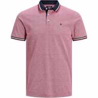 Jack And Jones Блуза С Яка Paulos Tipped Pique Short Sleeve Polo Shirt Rio Red Мъжко облекло за едри хора