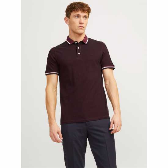 Jack And Jones Блуза С Яка Paulos Tipped Pique Short Sleeve Polo Shirt Port Royale Мъжко облекло за едри хора