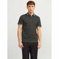 Jack And Jones Блуза С Яка Paulos Tipped Pique Short Sleeve Polo Shirt Forest Night Мъжко облекло за едри хора