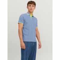 Jack And Jones Блуза С Яка Paulos Tipped Pique Short Sleeve Polo Shirt Bright Cobalt Мъжко облекло за едри хора