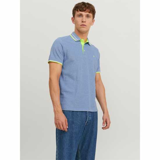 Jack And Jones Блуза С Яка Paulos Tipped Pique Short Sleeve Polo Shirt Bright Cobalt Мъжко облекло за едри хора