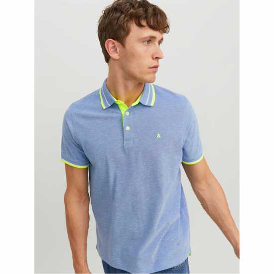 Jack And Jones Блуза С Яка Paulos Tipped Pique Short Sleeve Polo Shirt Bright Cobalt Мъжко облекло за едри хора