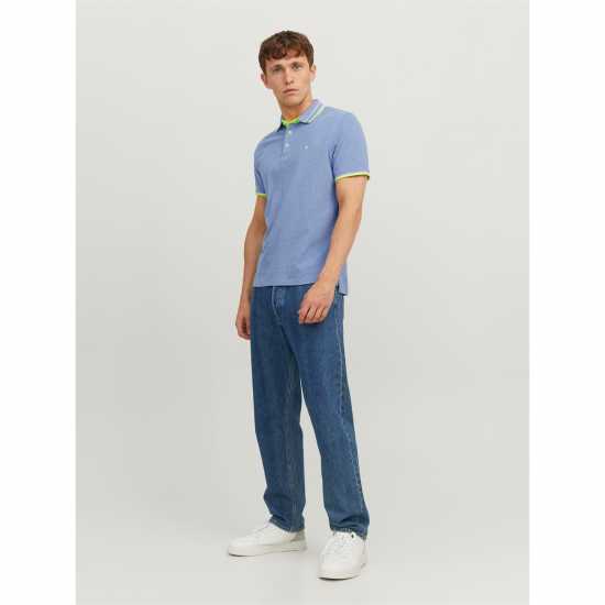 Jack And Jones Блуза С Яка Paulos Tipped Pique Short Sleeve Polo Shirt Bright Cobalt Мъжко облекло за едри хора