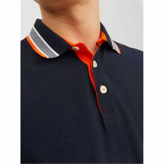 Jack And Jones Блуза С Яка Paulos Tipped Pique Short Sleeve Polo Shirt Black Navy Мъжко облекло за едри хора