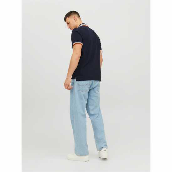 Jack And Jones Блуза С Яка Paulos Tipped Pique Short Sleeve Polo Shirt Black Navy Мъжко облекло за едри хора