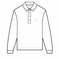 Блуза С Яка Ricky Long Sleeve Polo Shirt White Мъжки тениски с яка