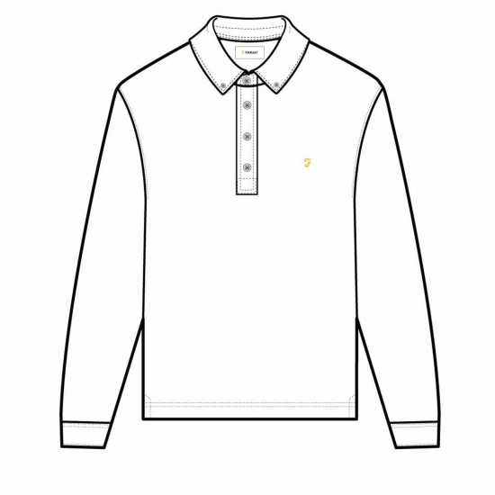 Блуза С Яка Ricky Long Sleeve Polo Shirt White Мъжки тениски с яка