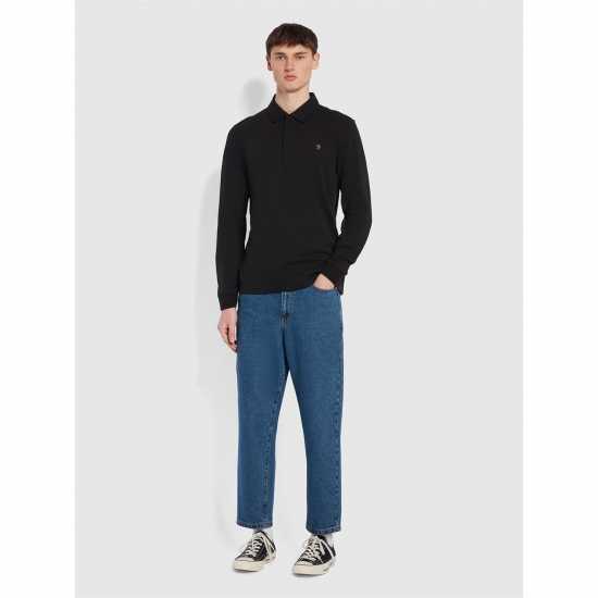 Блуза С Яка Ricky Long Sleeve Polo Shirt Black Мъжки тениски с яка