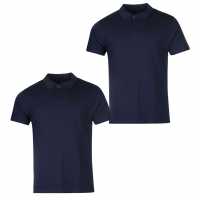 Donnay Блуза С Яка Two Pack Polo Shirts Mens Navy Мъжко облекло за едри хора