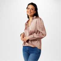 Biba Тениска Wrap Front Shirt Тоуп Дамски ризи и тениски