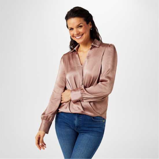 Дамски ризи и тениски Biba Тениска Wrap Front Shirt Тоуп Biba Тениска Wrap Front Shirt Тоуп Дамски ризи и тениски