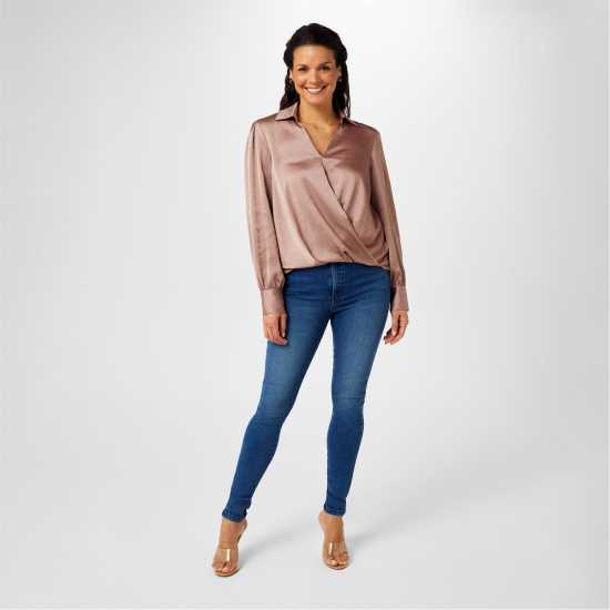 Дамски ризи и тениски Biba Тениска Wrap Front Shirt Тоуп Biba Тениска Wrap Front Shirt Тоуп Дамски ризи и тениски