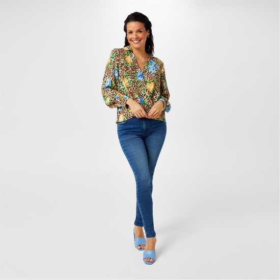 Дамски ризи и тениски Biba Тениска Wrap Front Shirt Леопард Флорал Biba Тениска Wrap Front Shirt Леопард Флорал Дамски ризи и тениски