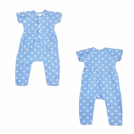 Baby Girl Floral Denim Blue Bodysuit  