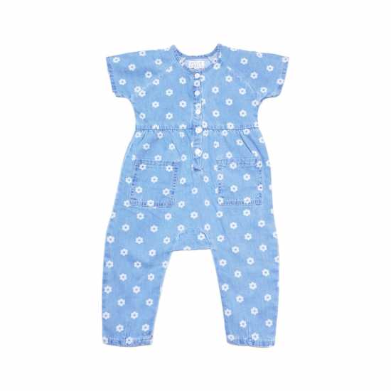 Baby Girl Floral Denim Blue Bodysuit  