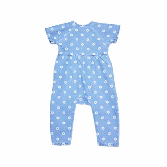 Baby Girl Floral Denim Blue Bodysuit  