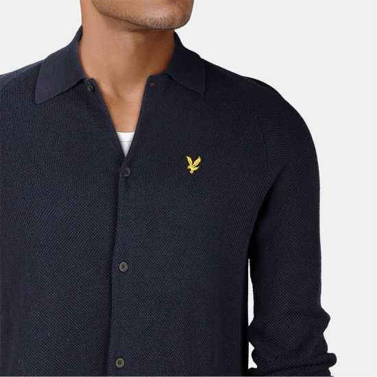 Lyle And Scott Men's Linen Knitted Long-Sleeve Plain Shirt Lyle And Scott Men's Linen Knitted Long-Sleeve Plain Shirt