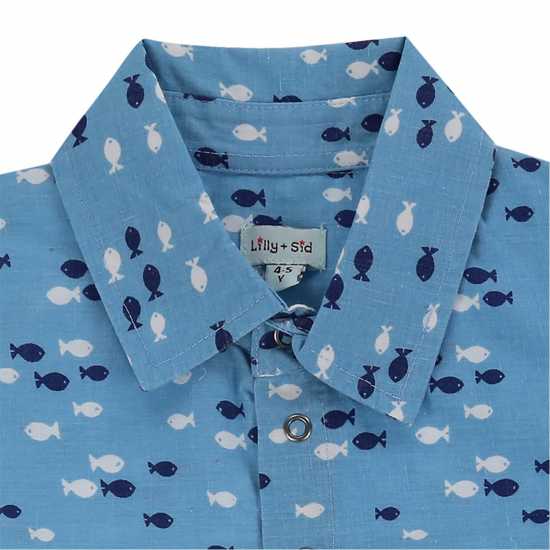 Десенирани Шорти Lilly And Sid Fish Print Short-Sleeve Shirt  