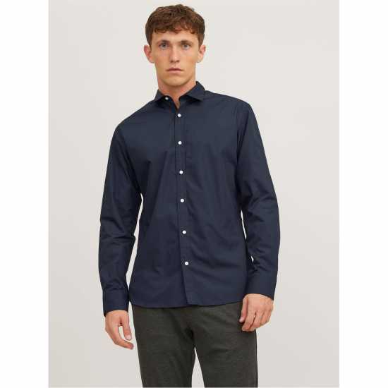 Мъжка Риза Jack And Jones Joe Poplin Shirt Mens Navy Blazer Мъжка Риза Jack And Jones Joe Poplin Shirt Mens Navy Blazer