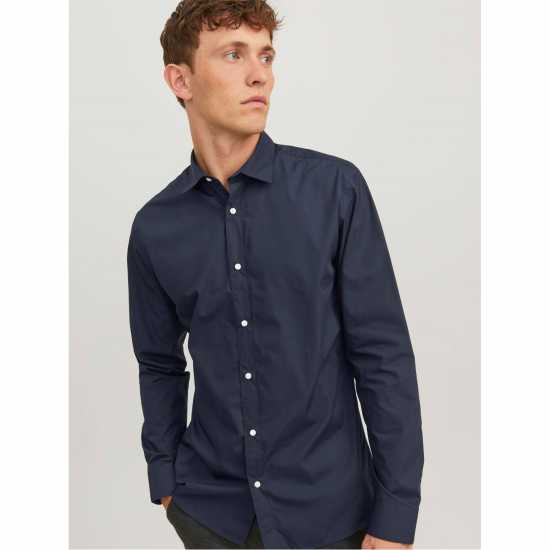 Мъжка Риза Jack And Jones Joe Poplin Shirt Mens Navy Blazer Мъжка Риза Jack And Jones Joe Poplin Shirt Mens Navy Blazer