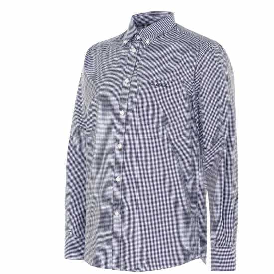 Pierre Cardin Мъжка Риза Дълъг Ръкав Long Sleeve Shirt Mens Nvy S Gingham - Мъжки ризи