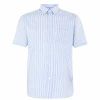 Pierre Cardin Мъжка Риза Къс Ръкав Short Sleeve Shirt Mens Blue/Wht Stripe Мъжко облекло за едри хора