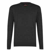 Pierre Cardin Плетен Мъжки Пуловер V Neck Knit Jumper Mens Charcoal Marl Мъжки пуловери и жилетки
