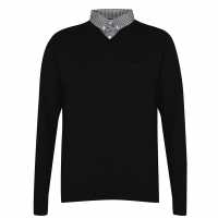 Pierre Cardin Мъжки Пуловер С V-Деколте Mock V Neck Jumper Mens Black Мъжки пуловери и жилетки