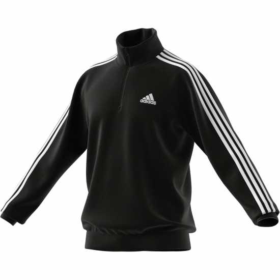 Adidas Мъжко Горнище С Цип 3 Stripe Zip Top Mens Черно/Бяло Мъжки полар