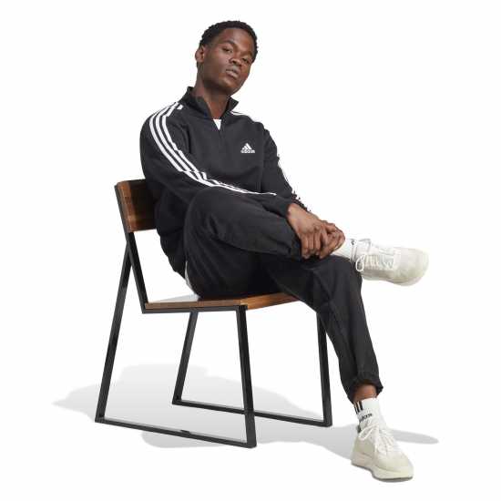 Adidas Мъжко Горнище С Цип 3 Stripe Zip Top Mens Black/White Мъжки полар