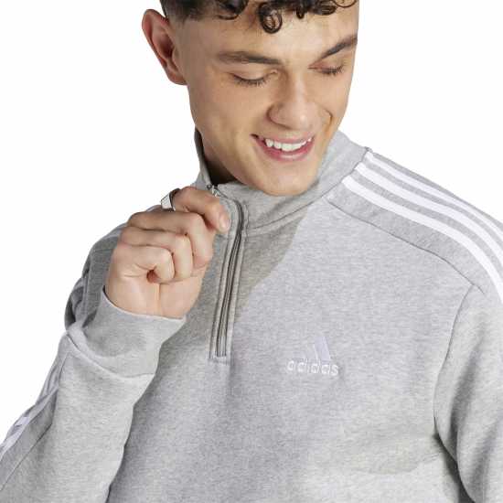 Мъжки полар Adidas Мъжко Горнище С Цип 3 Stripe Zip Top Mens Средно сиво/бяло Adidas Мъжко Горнище С Цип 3 Stripe Zip Top Mens Средно сиво/бяло Мъжки полар
