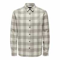 Only And Sons Карирана Риза Дълъг Ръкав Long Sleeve Check Shirt Античен бял Мъжки ризи