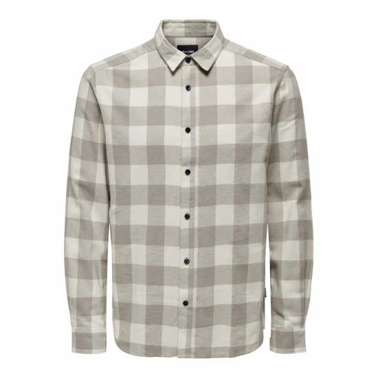 Only And Sons Карирана Риза Дълъг Ръкав Long Sleeve Check Shirt Античен бял Мъжки ризи