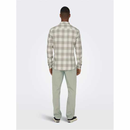Only And Sons Карирана Риза Дълъг Ръкав Long Sleeve Check Shirt Античен бял Мъжки ризи