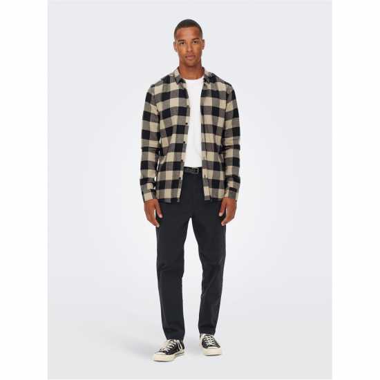 Only And Sons Карирана Риза Дълъг Ръкав Long Sleeve Check Shirt Тъмно морско синьо Мъжки ризи