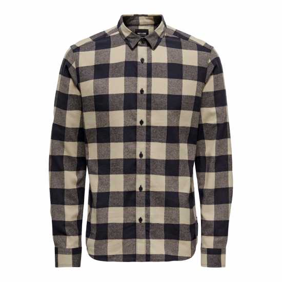 Only And Sons Карирана Риза Дълъг Ръкав Long Sleeve Check Shirt Тъмно морско синьо Мъжки ризи