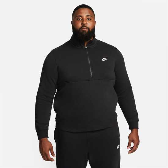 Nike Мъжко Горнище Полу-Цип Club Half Zip Top Mens Black Мъжки полар