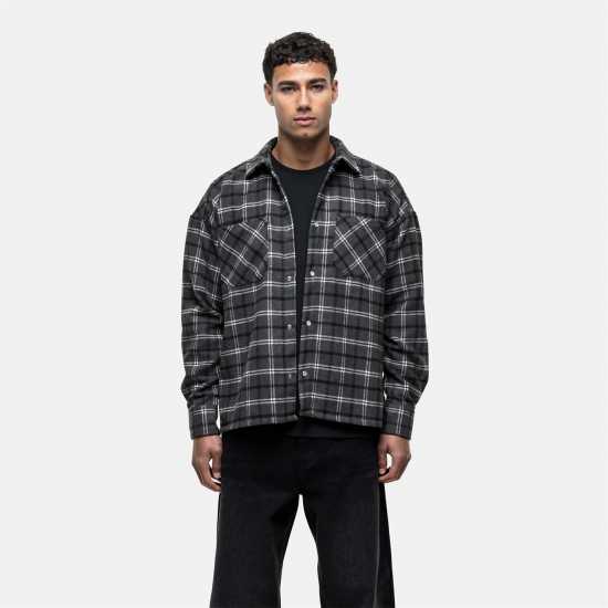 Good For Nothing Wool Check Overshirt Charcoal  Мъжки ризи