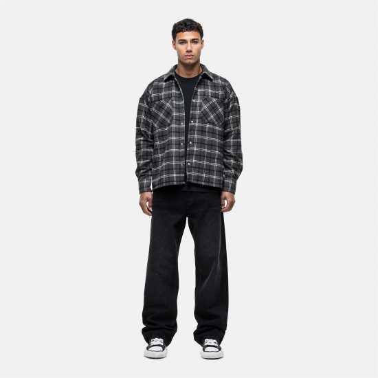 Good For Nothing Wool Check Overshirt Charcoal  Мъжки ризи