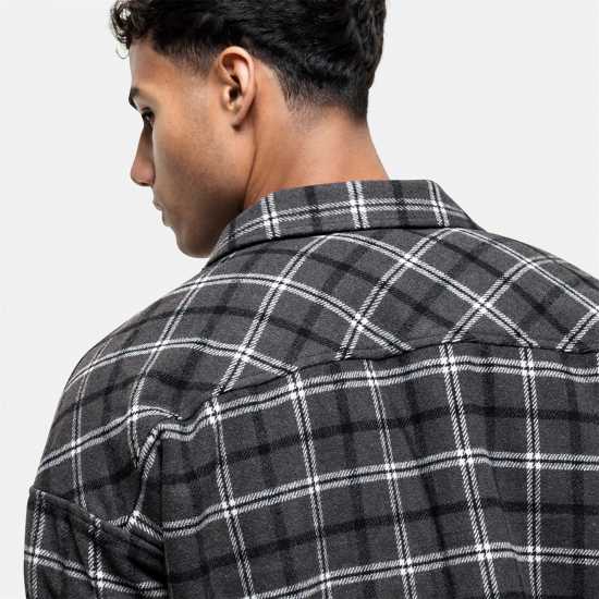 Good For Nothing Wool Check Overshirt Charcoal  Мъжки ризи