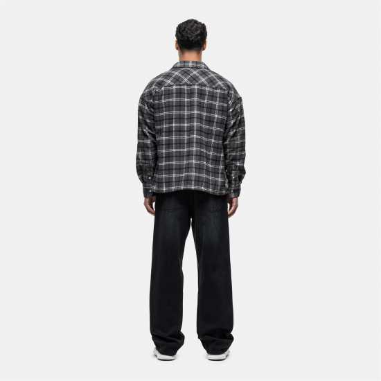 Good For Nothing Wool Check Overshirt Charcoal  Мъжки ризи