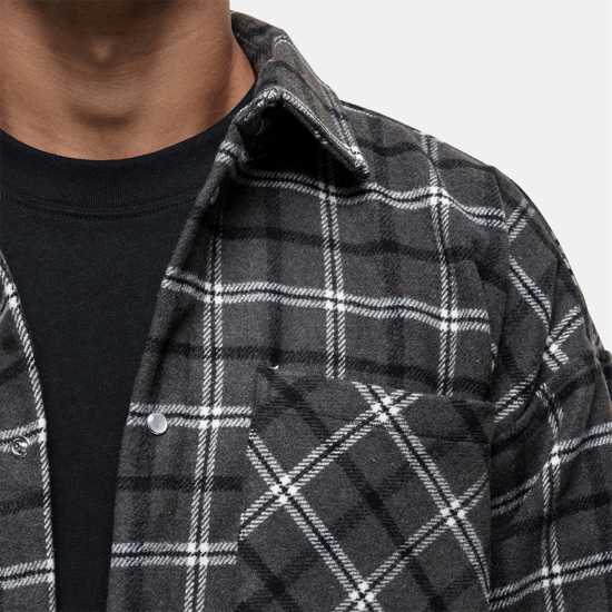 Good For Nothing Wool Check Overshirt Charcoal  Мъжки ризи