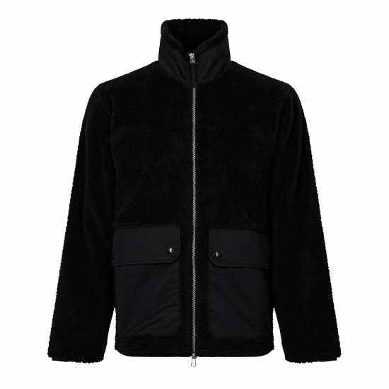 Pretty Green Men's Wonderwall Borg Fleece Zip Up Top Черно Мъжки полар