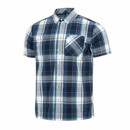 Карирана Мъжка Риза Giorgio Short Sleeve Check Shirt Mens Navy Check Мъжки ризи