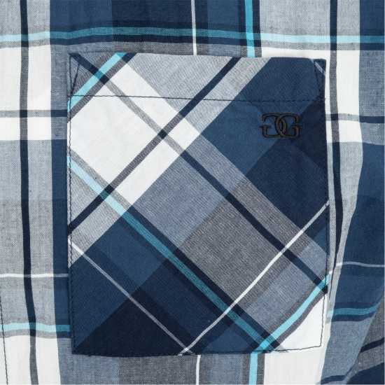 Карирана Мъжка Риза Giorgio Short Sleeve Check Shirt Mens Navy Check Мъжки ризи