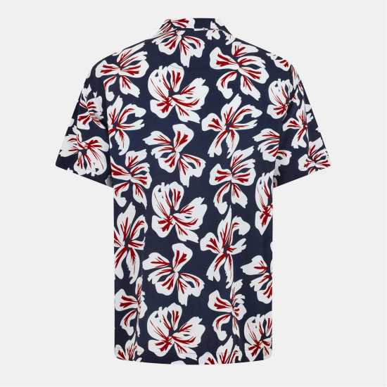 Pretty Green Pg Bauhaus Cuban Col Sn53 Морска синьо Мъжки ризи