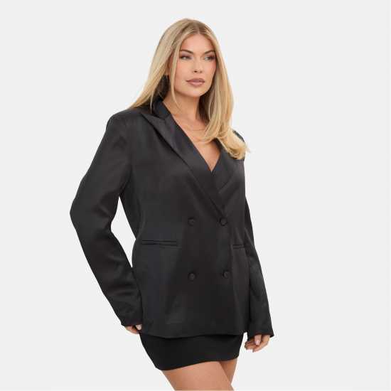 I Saw It First Satin Blazer Black 