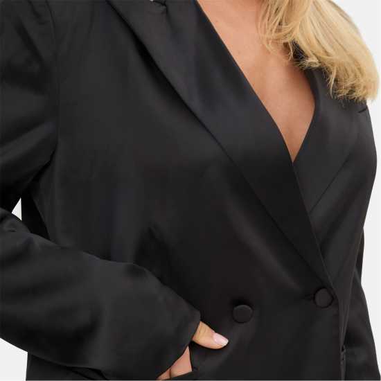 I Saw It First Satin Blazer Black 