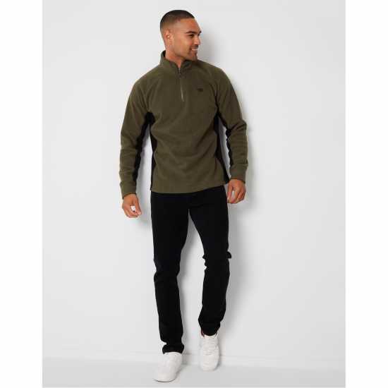Мъжки полар Мъжка Блуза Полар Threadbare Contrast Side Panel Fleece Top Mens Хаки Мъжка Блуза Полар Threadbare Contrast Side Panel Fleece Top Mens Хаки Мъжки полар
