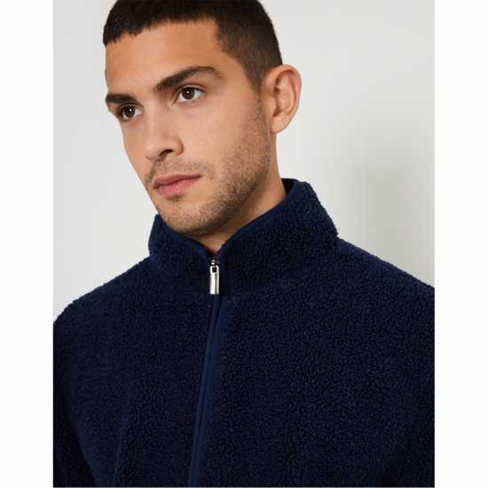 Threadbare Full Zip Borg Fleece Navy 